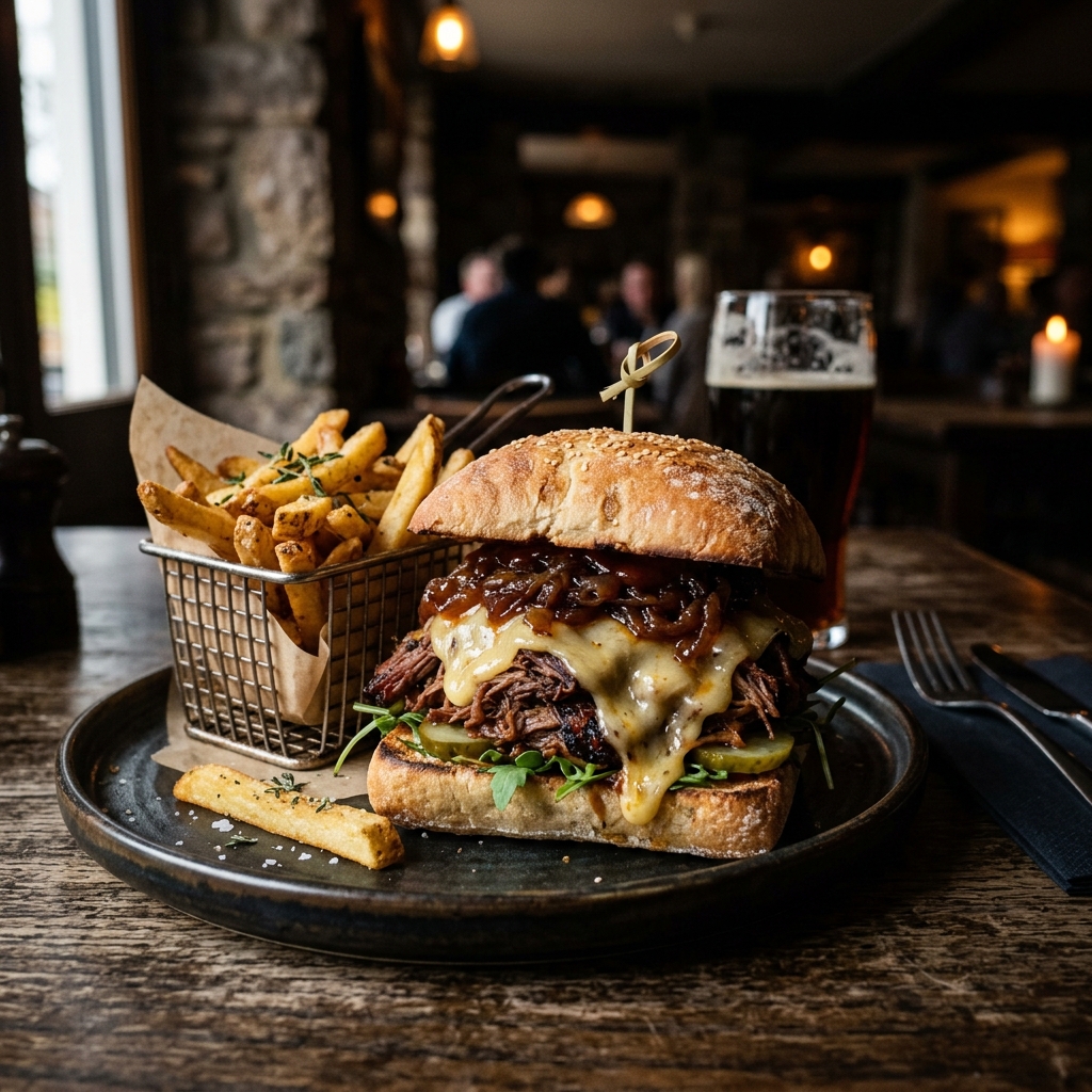 Chiabatta Pulled Beef Brisket Burger